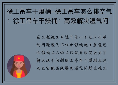 徐工吊车干燥桶-徐工吊车怎么排空气：徐工吊车干燥桶：高效解决湿气问题